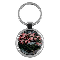 Pink Peony  Flower Key Chain (round) by artworkshop