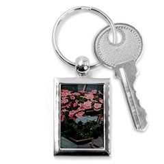 Pink Peony  Flower Key Chain (Rectangle)