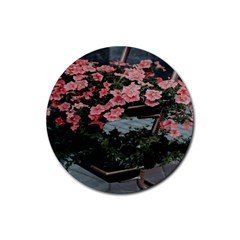 Pink Peony  Flower Rubber Round Coaster (4 pack)