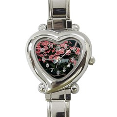 Pink Peony  Flower Heart Italian Charm Watch by artworkshop