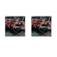 Pink Peony  Flower Cufflinks (Square)