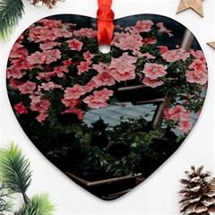 Pink Peony  Flower Heart Ornament (Two Sides)