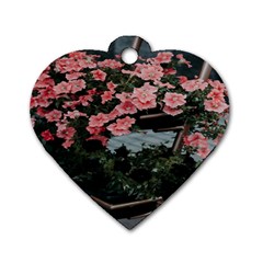 Pink Peony  Flower Dog Tag Heart (two Sides) by artworkshop