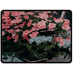 Pink Peony  Flower Fleece Blanket (Large)