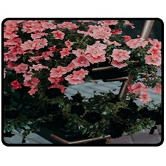 Pink Peony  Flower Fleece Blanket (Medium)