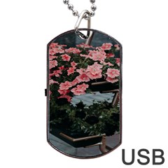 Pink Peony  Flower Dog Tag USB Flash (One Side)