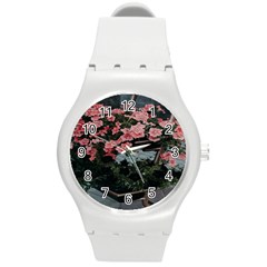 Pink Peony  Flower Round Plastic Sport Watch (M)