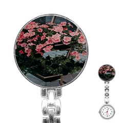 Pink Peony  Flower Stainless Steel Nurses Watch