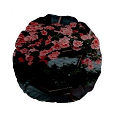 Pink Peony  Flower Standard 15  Premium Flano Round Cushions