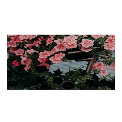 Pink Peony  Flower Satin Wrap 35  x 70 