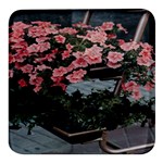 Pink Peony  Flower Square Glass Fridge Magnet (4 pack) Front