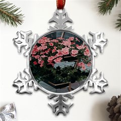 Pink Peony  Flower Metal Small Snowflake Ornament