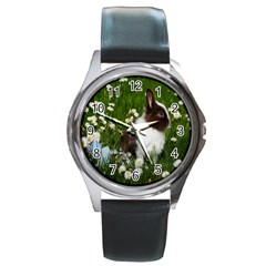 Rabbit Round Metal Watch by artworkshop