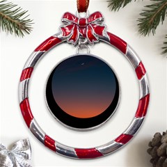 Sky Gradient Metal Red Ribbon Round Ornament by artworkshop