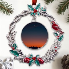 Sky Gradient Metal X mas Wreath Holly Leaf Ornament by artworkshop