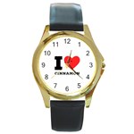 I love cinnamon  Round Gold Metal Watch Front