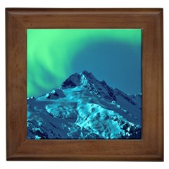 Aurora Borealis Sky Winter Snow Mountains Night Framed Tile by B30l