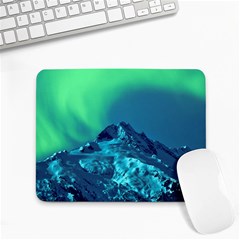 Aurora Borealis Sky Winter Snow Mountains Night Small Mousepad by B30l