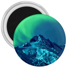 Aurora Borealis Sky Winter Snow Mountains Night 3  Magnets by B30l