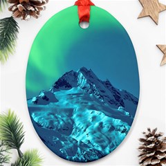 Aurora Borealis Sky Winter Snow Mountains Night Ornament (oval)