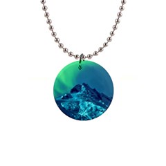 Aurora Borealis Sky Winter Snow Mountains Night 1  Button Necklace by B30l