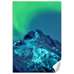 Aurora Borealis Sky Winter Snow Mountains Night Canvas 12  X 18 