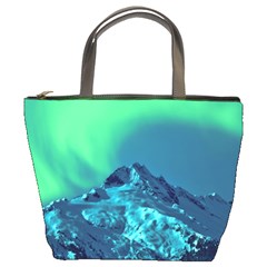 Aurora Borealis Sky Winter Snow Mountains Night Bucket Bag