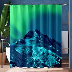 Aurora Borealis Sky Winter Snow Mountains Night Shower Curtain 60  X 72  (medium)  by B30l