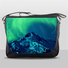 Aurora Borealis Sky Winter Snow Mountains Night Messenger Bag