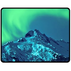 Aurora Borealis Sky Winter Snow Mountains Night Two Sides Fleece Blanket (medium) by B30l