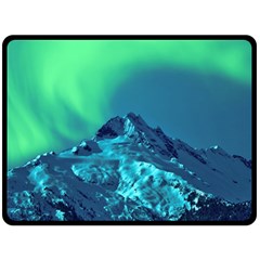 Aurora Borealis Sky Winter Snow Mountains Night Two Sides Fleece Blanket (large) by B30l