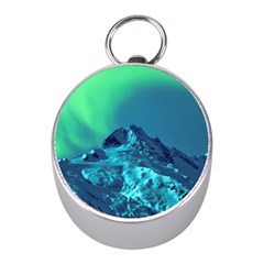 Aurora Borealis Sky Winter Snow Mountains Night Mini Silver Compasses by B30l