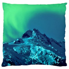 Aurora Borealis Sky Winter Snow Mountains Night Large Premium Plush Fleece Cushion Case (two Sides) by B30l