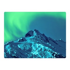 Aurora Borealis Sky Winter Snow Mountains Night Two Sides Premium Plush Fleece Blanket (mini) by B30l