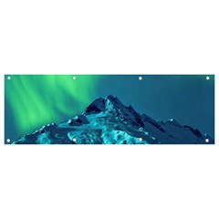 Aurora Borealis Sky Winter Snow Mountains Night Banner And Sign 9  X 3  by B30l