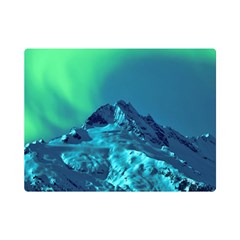 Aurora Borealis Sky Winter Snow Mountains Night Premium Plush Fleece Blanket (mini)