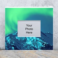 Aurora Borealis Sky Winter Snow Mountains Night White Wall Photo Frame 5  X 7 