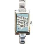 Black White Usa Map States Rectangle Italian Charm Watch Front