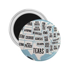 Black White Usa Map States 2 25  Magnets by B30l