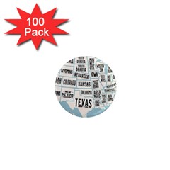 Black White Usa Map States 1  Mini Magnets (100 Pack)  by B30l