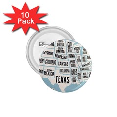 Black White Usa Map States 1 75  Buttons (10 Pack) by B30l