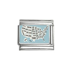 Black White Usa Map States Italian Charm (9mm) by B30l