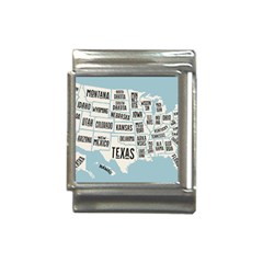 Black White Usa Map States Italian Charm (13mm) by B30l