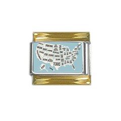 Black White Usa Map States Gold Trim Italian Charm (9mm) by B30l