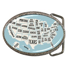 Black White Usa Map States Belt Buckles