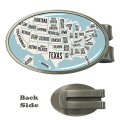 Black White Usa Map States Money Clips (oval)  by B30l