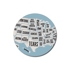 Black White Usa Map States Rubber Coaster (round) by B30l