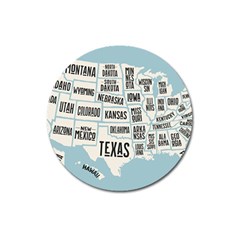 Black White Usa Map States Magnet 3  (round)