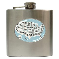 Black White Usa Map States Hip Flask (6 Oz) by B30l