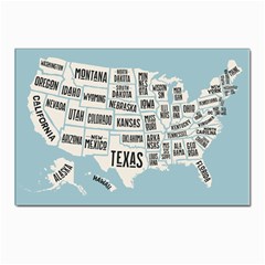 Black White Usa Map States Postcard 4 x 6  (pkg Of 10) by B30l